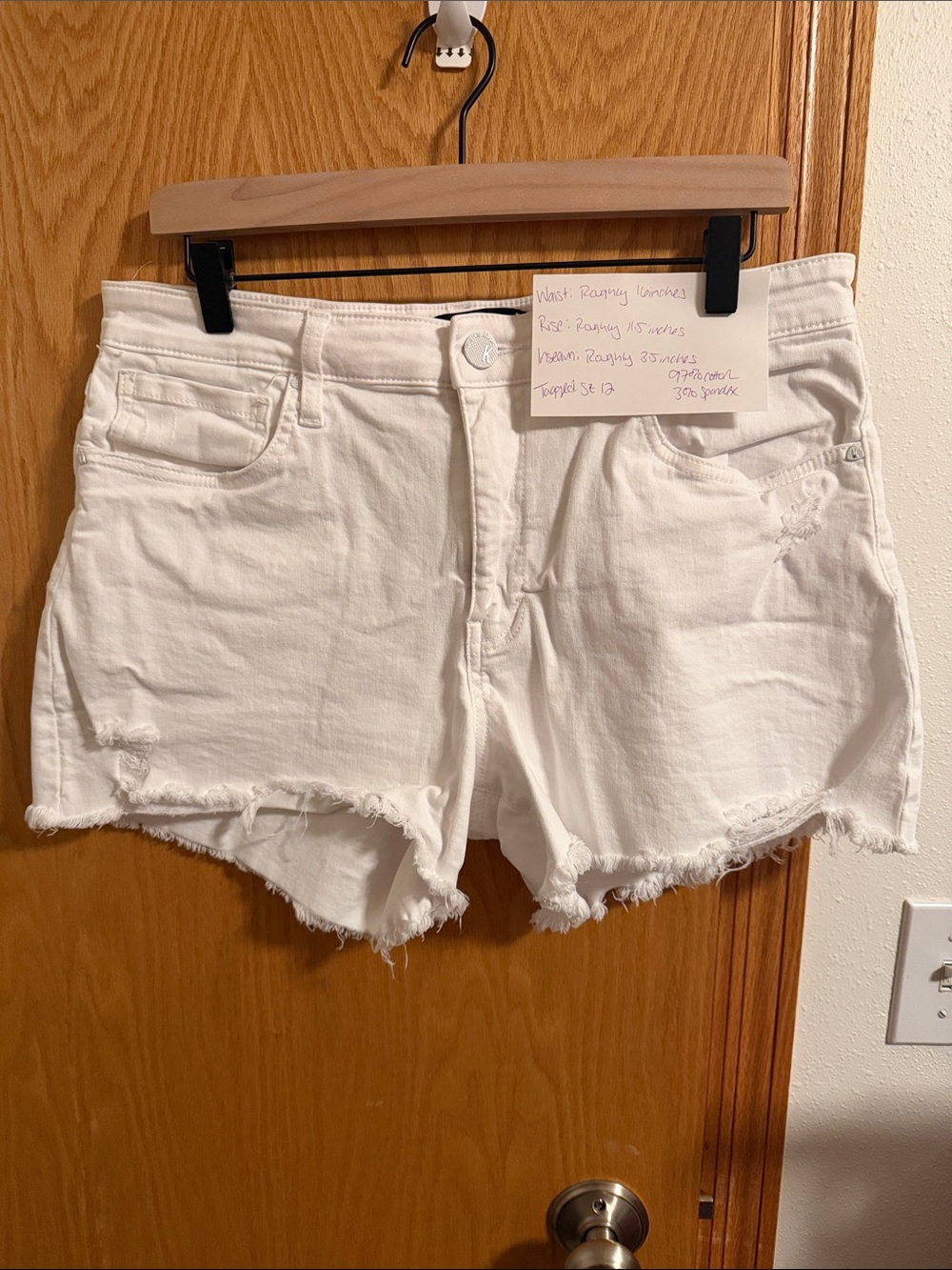 Kut from the Kloth White Distressed Denim Shorts - Picture 1 of 3